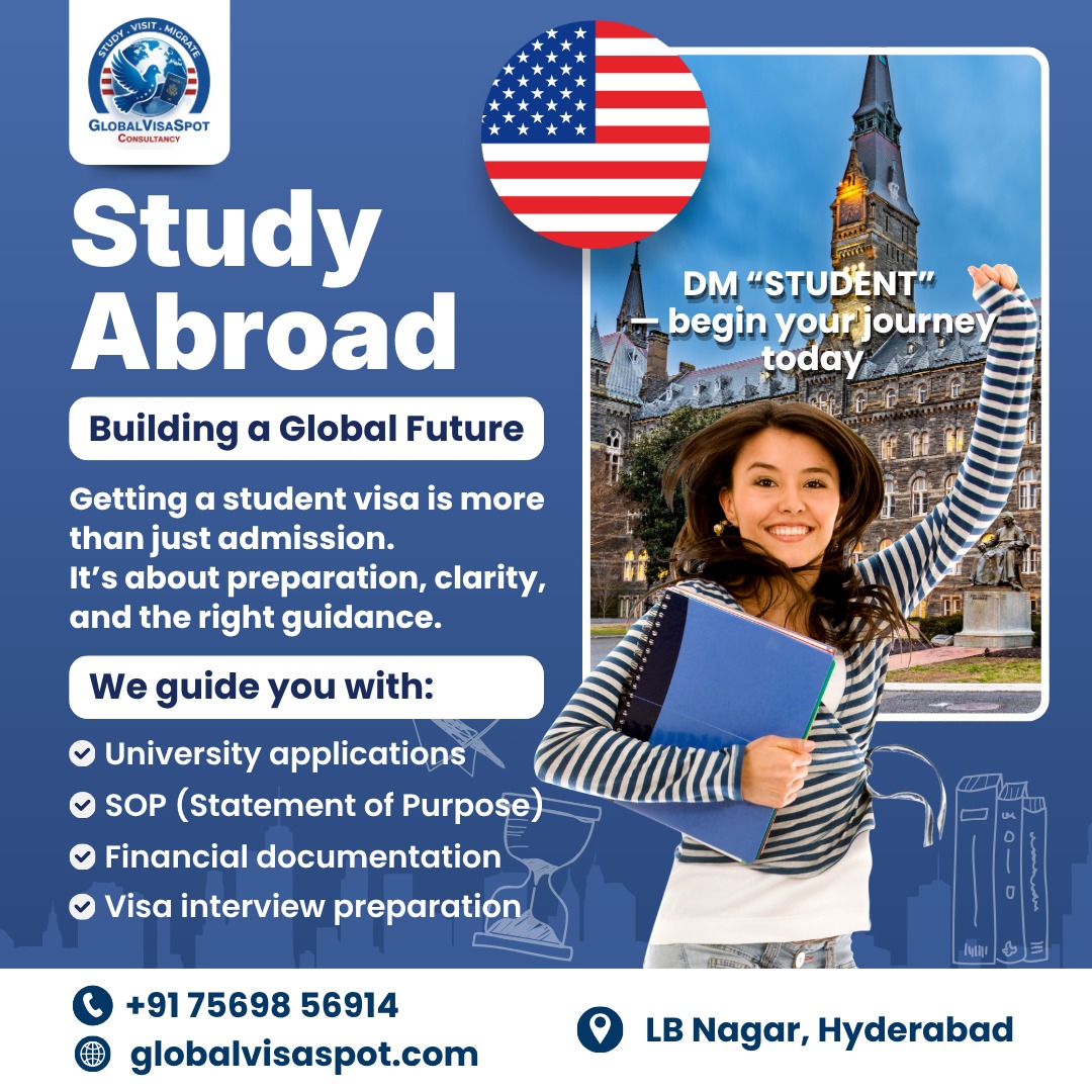 globalvisaspot's tweet image. Admission is step 1.
Visa approval is where we come in. 
SOP. Financials. Interview prep. Done.

📩 DM "STUDENT" FREE consultation 
📞 +91 75698 56914 
🌐 globalvisaspot.com

#StudentVisa  #StudyInUSA  #Hyderabad