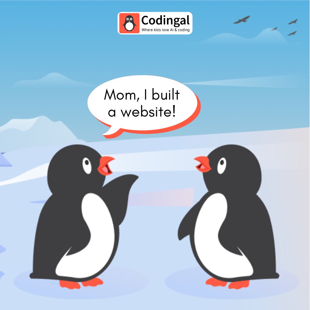 codingal's tweet photo. Cody Comics is back with a little coding fun and a classic penguin conversation.
A whole website? Impressive.
Fixing the Wi-Fi? That might be a different course.

#CodyComics #CodingForKids #WebDevForKids #CodingHumour #Codingal https://t.co/UezNmXDy4j