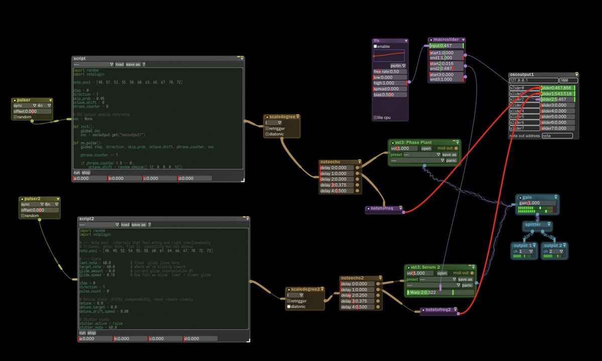 n1m21n's tweet image. #touchdesigner connected to #bespoke in real time
this is real time audio-visuals
i used oscoutmodule in bespoke and used oscin in touch designer