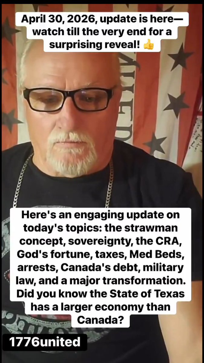 _AlexWest1776's tweet image. 1776united:
Here's an engaging update on today's topics: the strawman concept, sovereignty, the CRA, God's fortune, taxes, Med Beds, arrests, Canada's debt, military law, and a major transformation. Did you know the State of Texas has a larger economy than Canada?
#strawman