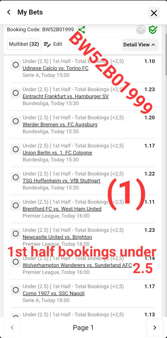 winningdream23's tweet image. Here We Go the market we all have been waiting for 💯300 odds 1st half Bookings under 2.5. 💯

Betway CODE BW52B01999

We need less than 3 Yellow cards 💛 at Halftime. 

#bookings #wedothehuntingforyou