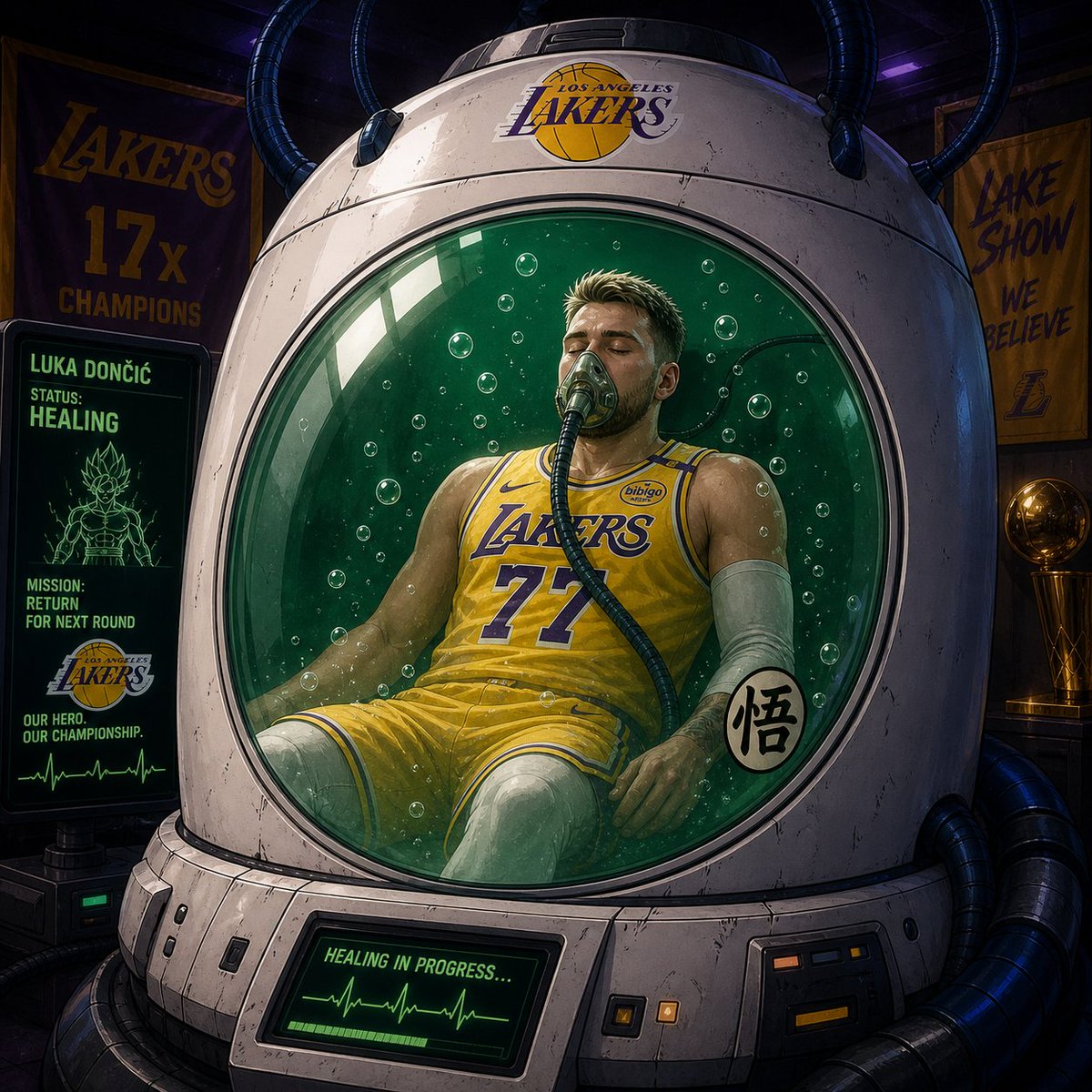 Random_Nonsense's tweet photo. #LakeShow Will Luka make it back in time? Will Lebron's embers of Bron-For-All be enough? Can Austin Reaves ascend to Superstar level? Find out next time on #Lakeshow Z https://t.co/GjjE1yHdml