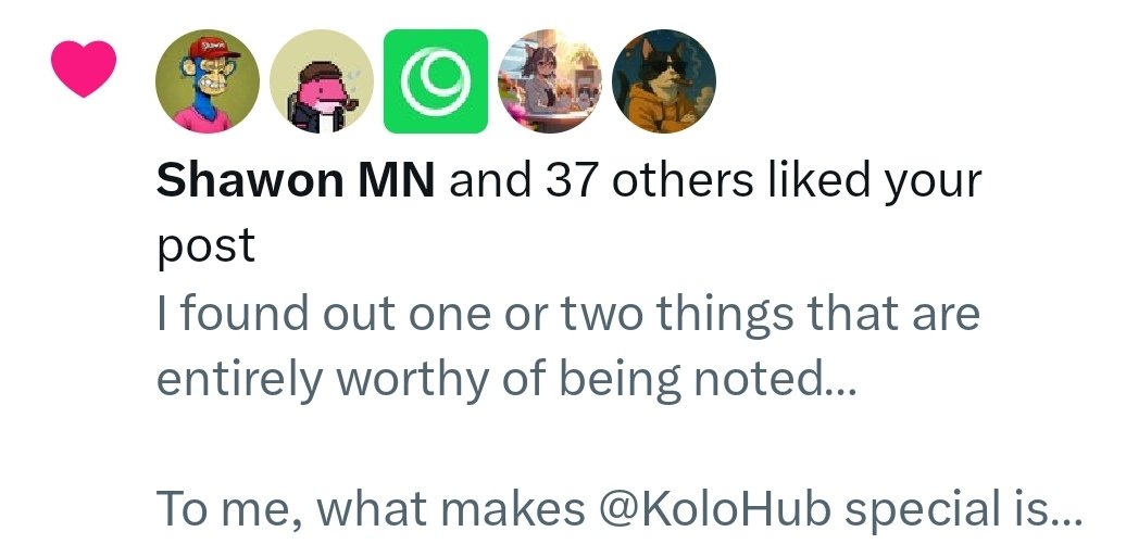 Good morning, ct Errm chat.... my last post. Got a like from @KoloHub ...