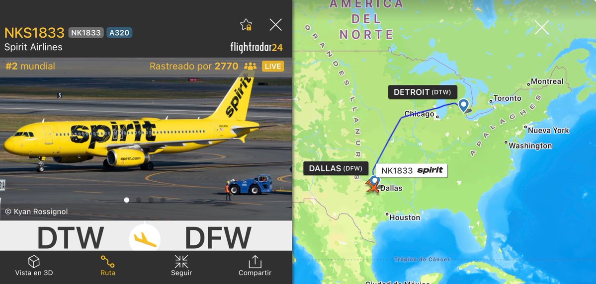 novedadesaereas's tweet image. ⚠️⚠️Último avión de #Spirit en el aire🫤