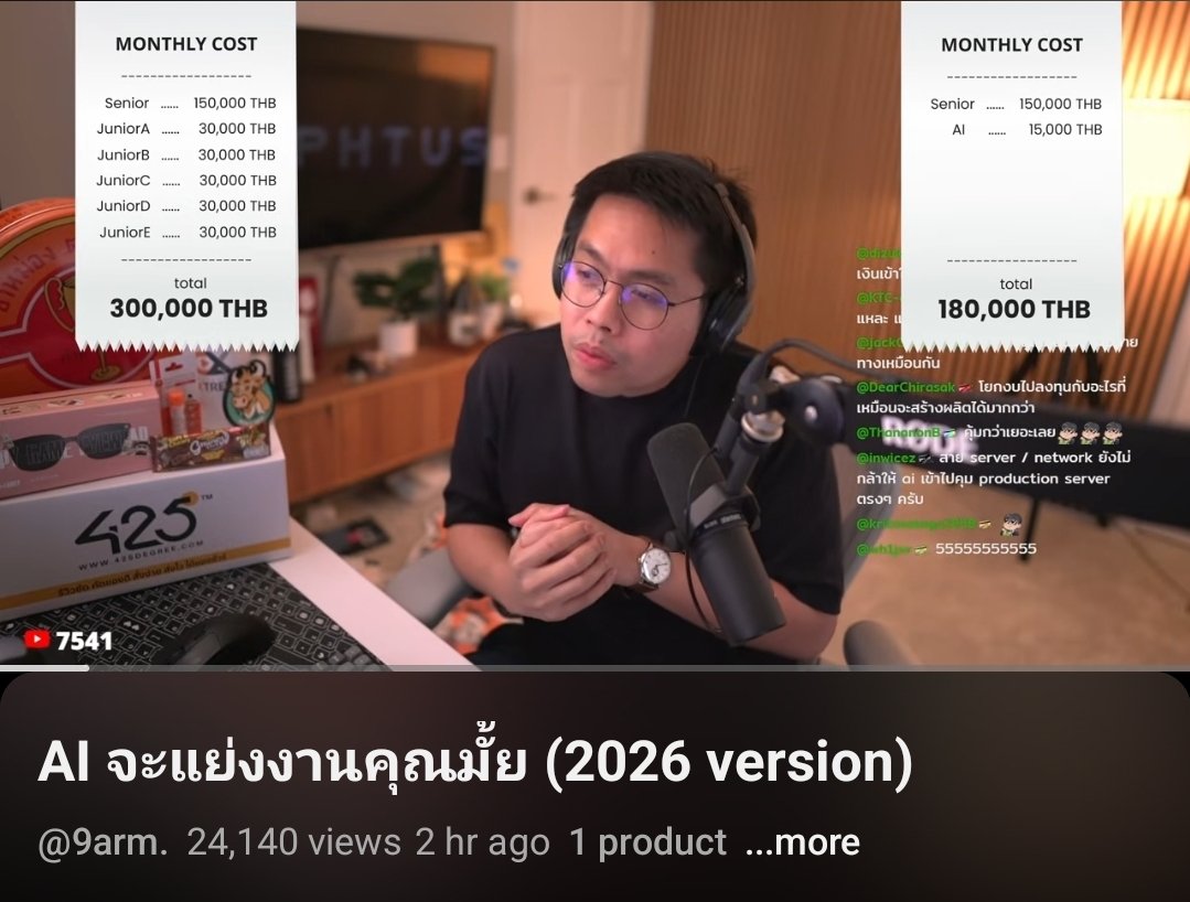 "Senior 1 คน+Ai output = Senior 5คน"

-9arm