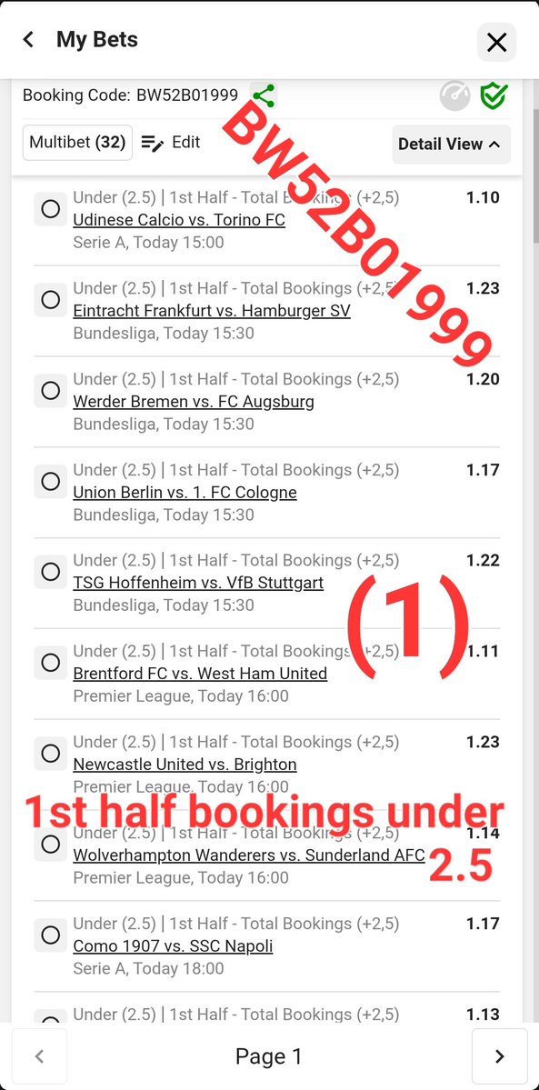 winningdream23's tweet image. Here We Go the market we all have been waiting for 💯300 odds 1st half Bookings under 2.5. 💯

Betway CODE BW52B01999

We need less than 3 Yellow cards 💛 at Halftime. 

#bookings #wedothehuntingforyou