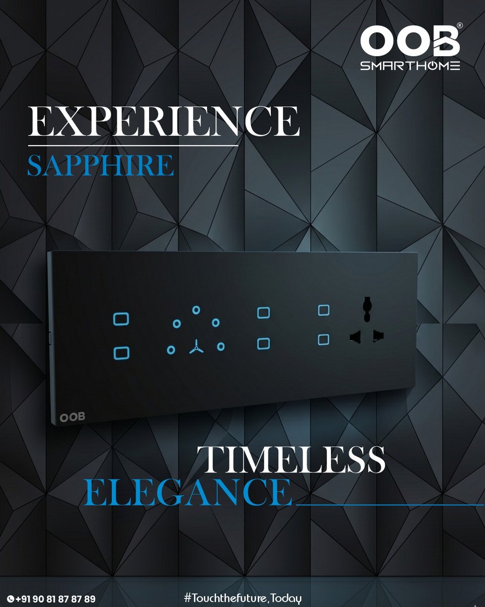 OobSmartHome's tweet image. Upgrade your everyday living with a touch of sophistication. Introducing the Sapphireseries by OOB Smarthome—where cutting-edge technology meets timeless elegance. 💎✨ 
👉Switch to Smart. Switch to OOB.
#OOBSmarthome #SmartHome #HomeAutomation #Sapphire #InteriorDesign