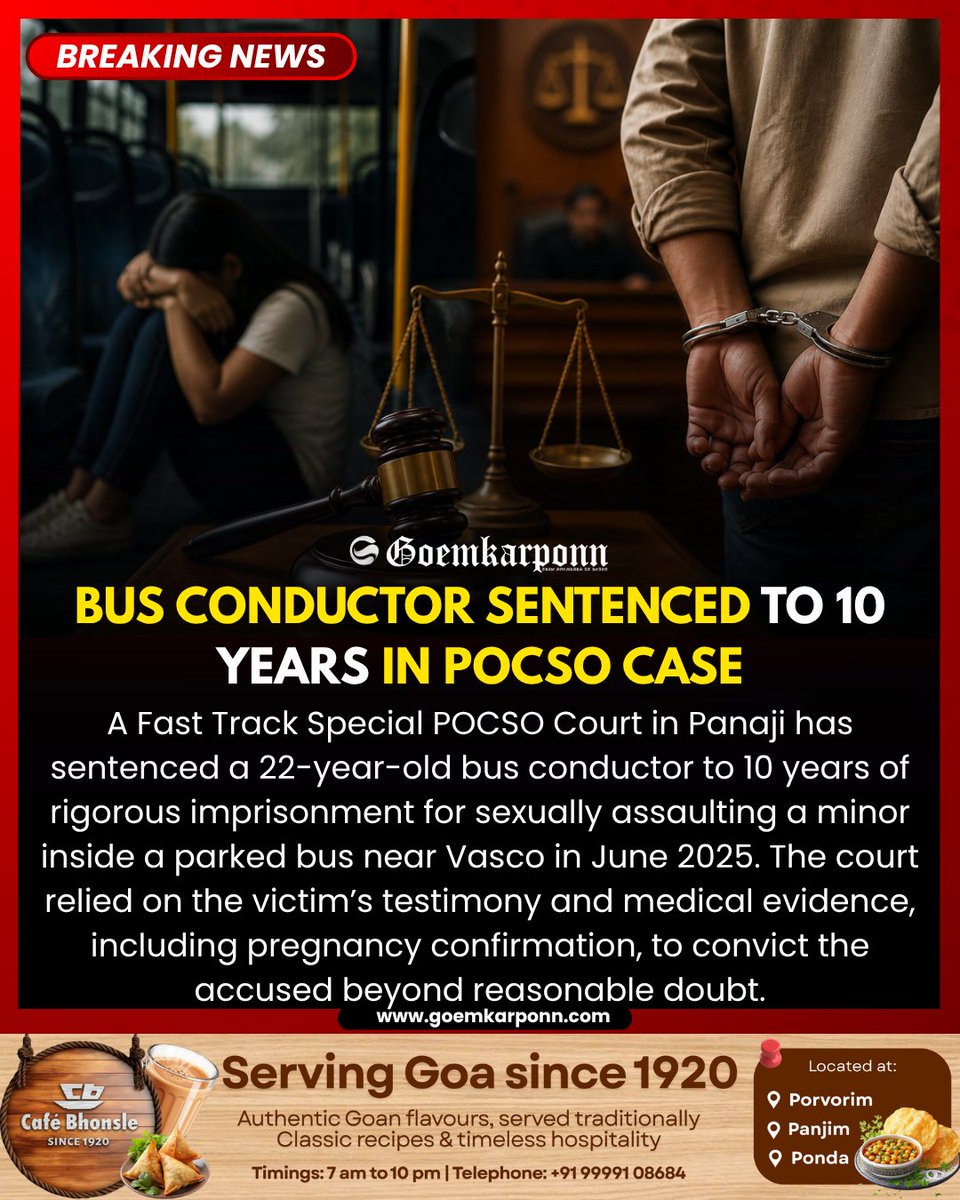 goemkarponnlive's tweet image. Bus Conductor Sentenced to 10 Years in POCSO Case
#GoaNews #POCSO #JusticeServed #Panaji #CrimeNews #Vasco