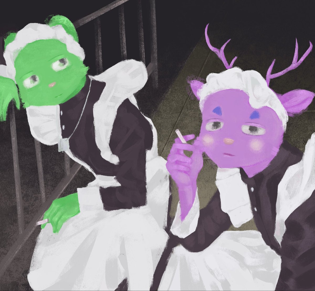 kimasium's tweet image. mime and flippy smoke break #htf