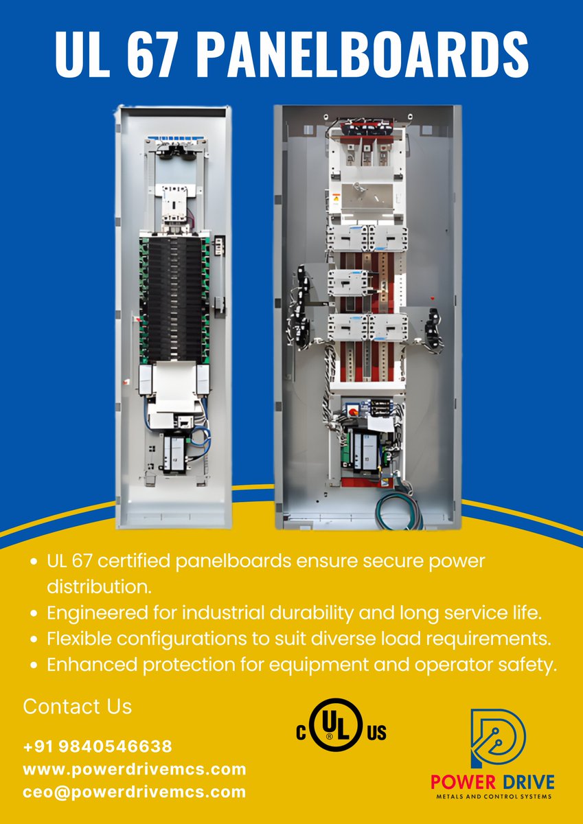 PowerDrive2020's tweet image. ◆ UL 67 certified for trusted safety and compliance
◆ Designed for efficient and secure power distribution
◆ Built for durability with long service life
◆ Flexible configurations for diverse load requirements
◆ Enhanced protection for equipment and operator safety

#UL67 #UL