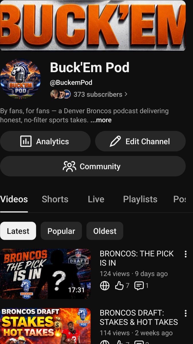 BuckemPod's tweet image. 🚨 ROAD TO 400 🚨
@BuckemPod at 373 subs 👀
Almost at 400‼️
Tap in, sub up, and share 🙌🔥
Let’s hit grow together 😤
#RoadTo400 #Subscribe #LetsGrow
youtube.com/@buckempod?si=…