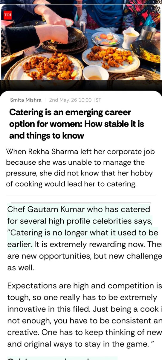 chefgautamkumar's tweet image. Catering has advanced and the rewards are worth it
too. 

timesofindia.indiatimes.com/women/work-mon…

#catering #timesifindia #timesfood #cateringservice #chefgautamkumar