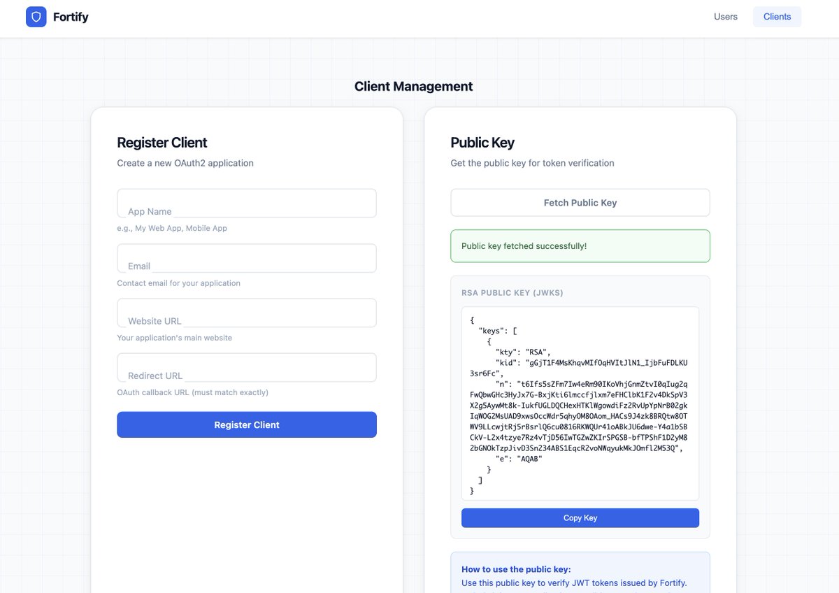 DSP__dev's tweet photo. Finally, completed the last part of my OIDC + OAuth2 project. Added UI for Fortify

- You can register user
- Reset Password
- Login User
- Register Clients
- Fetch public keys

Git Repo: https://t.co/v7APU8w1Yl

@Hiteshdotcom @piyushgarg_dev @nirudhuuu @ChaiCodeHQ https://t.co/uu06pSuJS1
