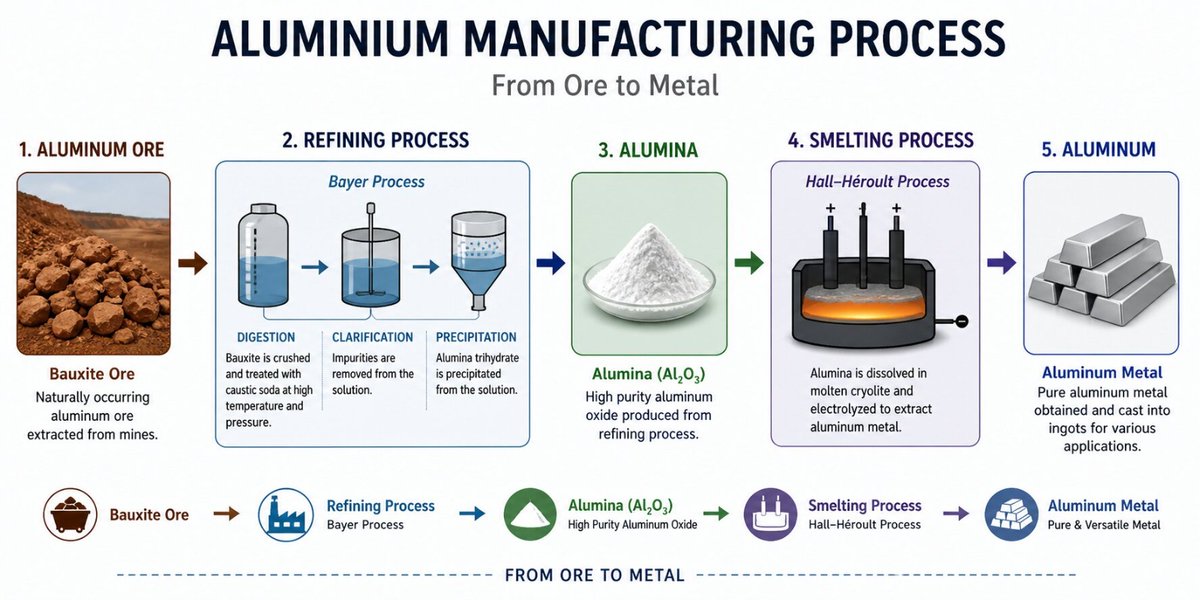 Aluminium Manufacturing Process Aluminum ore → (Refining process) → ...