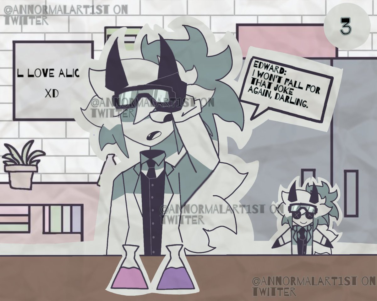 AnNormalArt1st's tweet photo. "Although it seems to bother him, deep down Edward likes that about Lana β‘"
(SciencePuppet Mini "comic")
#fundamentalpapereducationAU #fundamentalpapereducationfanart #FPEfutureAU https://t.co/nICzLVzups