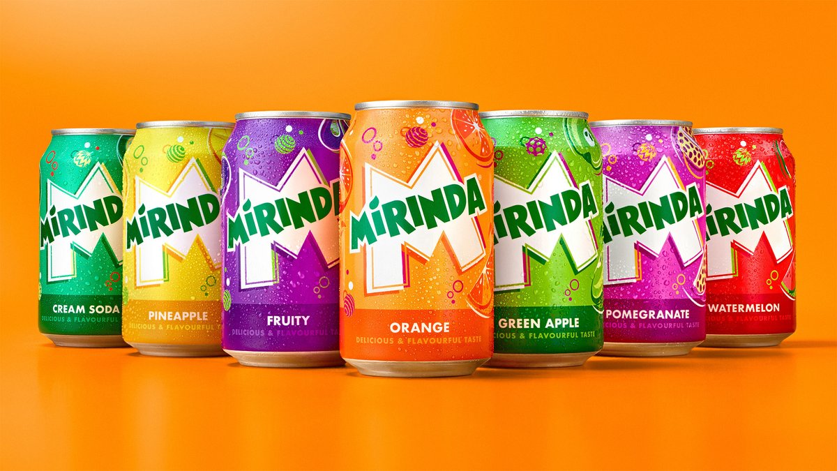 Hiiibrand's tweet image. Mirinda has launched a new 2026 identity.
The rebrand introduces a bold “M” symbol, a stronger sans-serif wordmark, and a more flavor-focused packaging system built for visibility and energy.
#Mirinda #Branding #PackagingDesign #LogoDesign