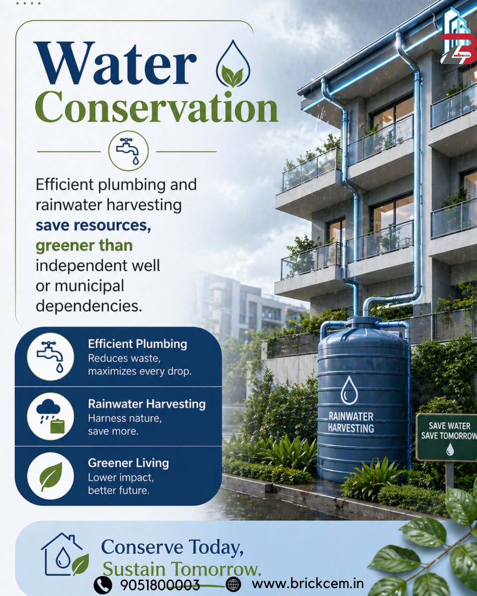 brickcempl's tweet image. Stop wasting water. Start saving money. Smart homes conserve more. 💧
📞 9051800003 | 🌐 brickcem.in
#WaterConservation #RainwaterHarvesting #SustainableLiving #EcoHomes #SmartLivingIndia #GreenConstruction #SaveWaterIndia #ModernHomes #RealEstateIndia #BrickCem