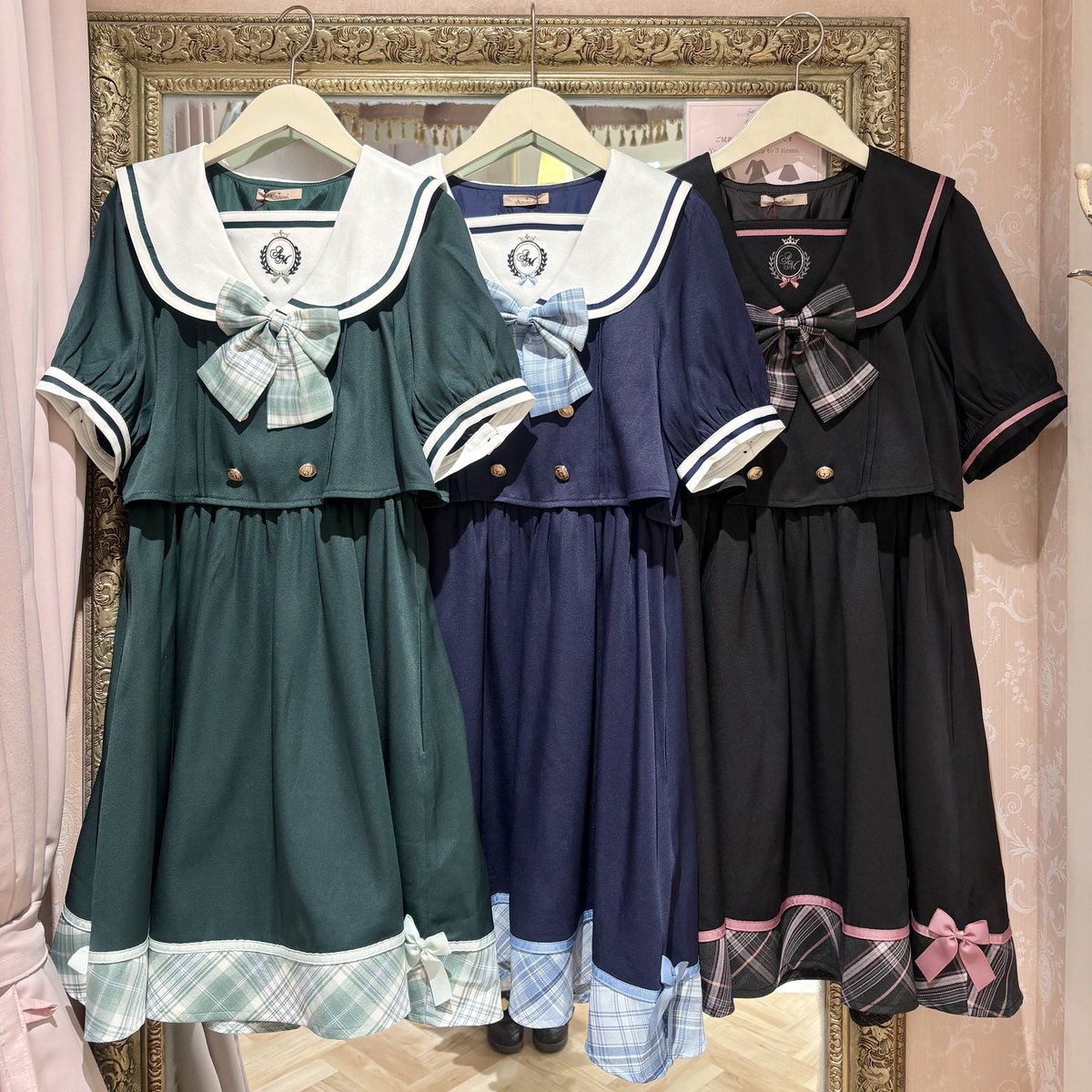📕new📕 Chouchou Check セットアップ風セーラーワンピース ¥11,550