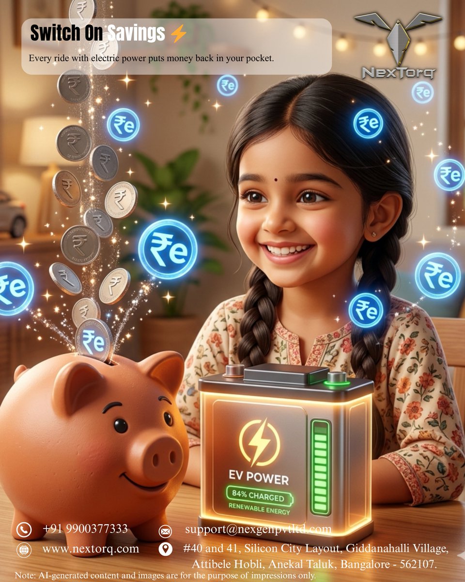 nex_torq's tweet image. Switch On Savings ⚡
Every EV ride = More money saved 💰
Customized battery packs, high-performance EV parts &amp;amp; affordable pricing — built for India 🚀

📞 +91 9900377333
🌐 nextorq.com
📧 support@nexgenpvtltd.com

#NexTorq #EVIndia #ElectricVehicle #EVBattery