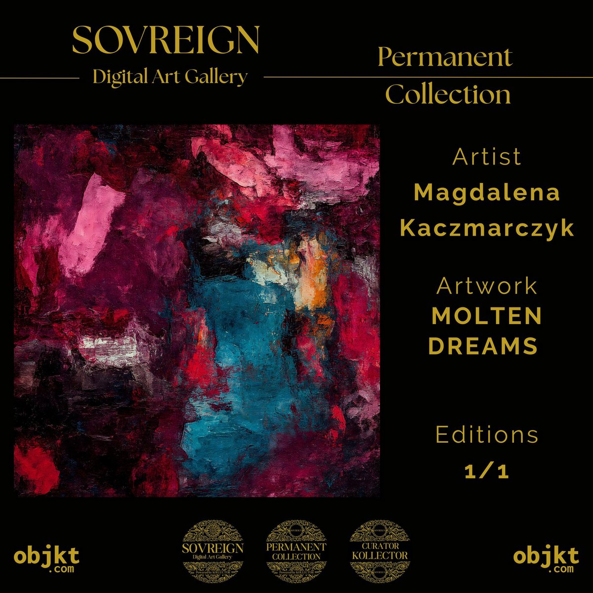 MagdalenaXart's tweet image. MOLTEN DREAMS 🔥

A collision of fire and depth—where intensity dissolves into silence, and something raw begins to breathe beneath the surface.

Part of the SOVREIGN Permanent Collection.
1/1 — unrepeatable, unapologetic.

 #AbstractArt #NFTArt #ContemporaryArt