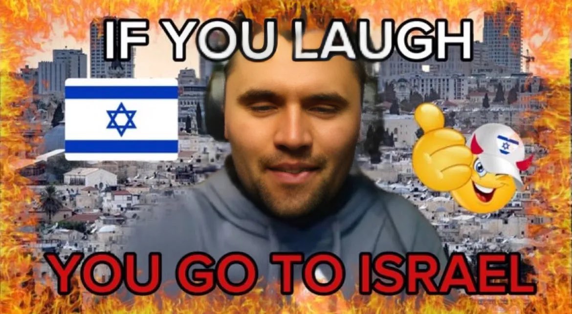 KAINENlER's tweet photo. guys what do you mean someone kirkified the “if you laugh you go to israel” meme i made https://t.co/ta6HJbOV03