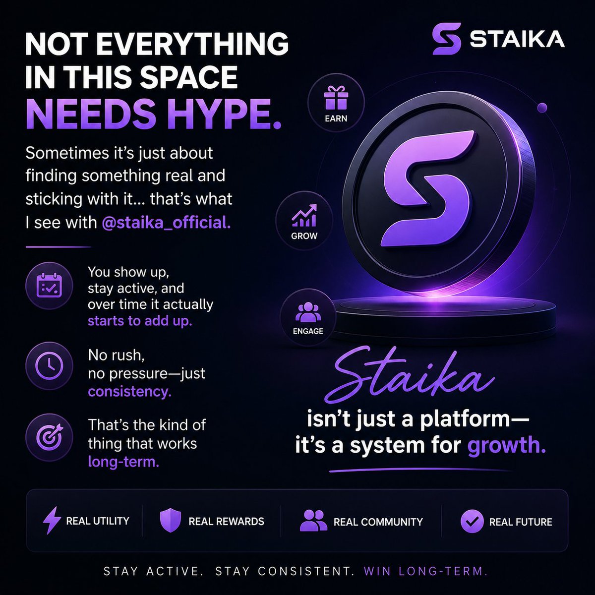 Dominuscity1's tweet photo. Not everything in this space needs hype

Sometimes it’s just about finding something real and sticking with it that’s what I see with @staika_official 
You show up, stay active, and over time it actually starts to add up.
That’s the kind of thing that works long term.
#staikaapps https://t.co/zzW3g0RgLi