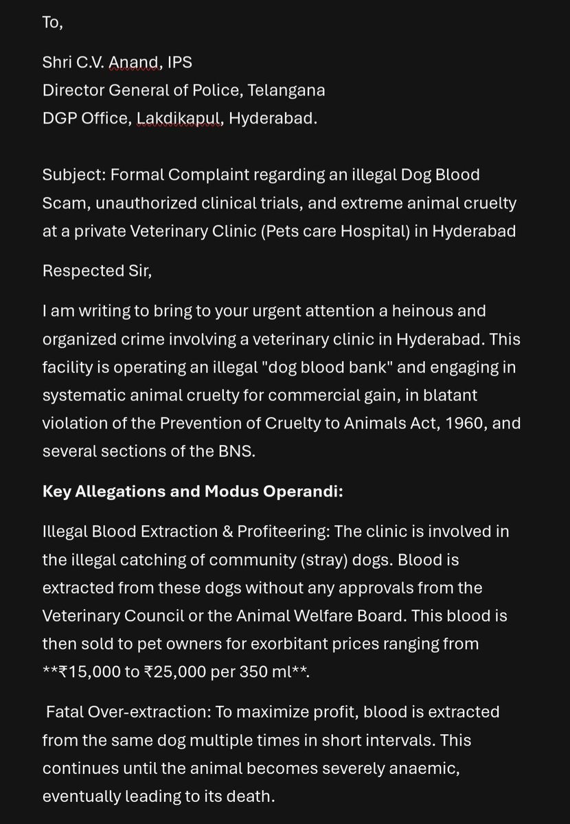 mh_rao2000's tweet photo. @CVAnandIPS @TelanganaDGP @cyberabadpolice @MC_Cyberabad @narendramodi @rashtrapatibhvn @SrihariVakiti Please register the case and investigate to bring the truth, terminate the responsible Govt Vet Officer from the services, sieze the clinic and inspect the other Vet clinics 🙏 https://t.co/TEtDZSe8Ih