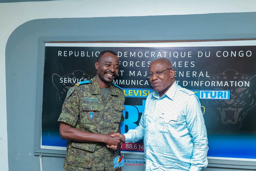 anadecrdc1's tweet photo. ITURI Ă la RTFI, le DG de lâANADEC, Prof. @GodefroyKizaba, a portĂ© un message de rĂ©silience par lâentrepreneuriat.
Aux cÎtés du Lt. #JulesNgongo, porte-parole des FARDC/Ituri, cap sur « Debout Jeunes Congolais» & le #CONAPAS pour offrir des opportunités concrÚtes à la jeunesse. https://t.co/ImyRTs8dym