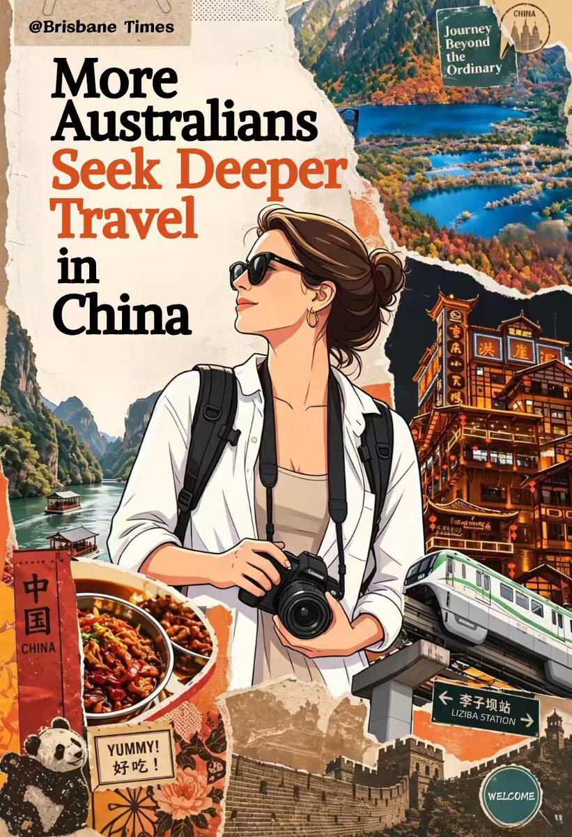 XHNews's tweet image. Fueled by visa-free access, #China has become a top pick for Australian travelers, but they're now venturing beyond the #GreatWall and #Beijing.
From tea harvesting in #Hangzhou to the breathtaking landscapes of #Zhangjiajie and #Jiuzhaigou, Aussies are seeking authentic and