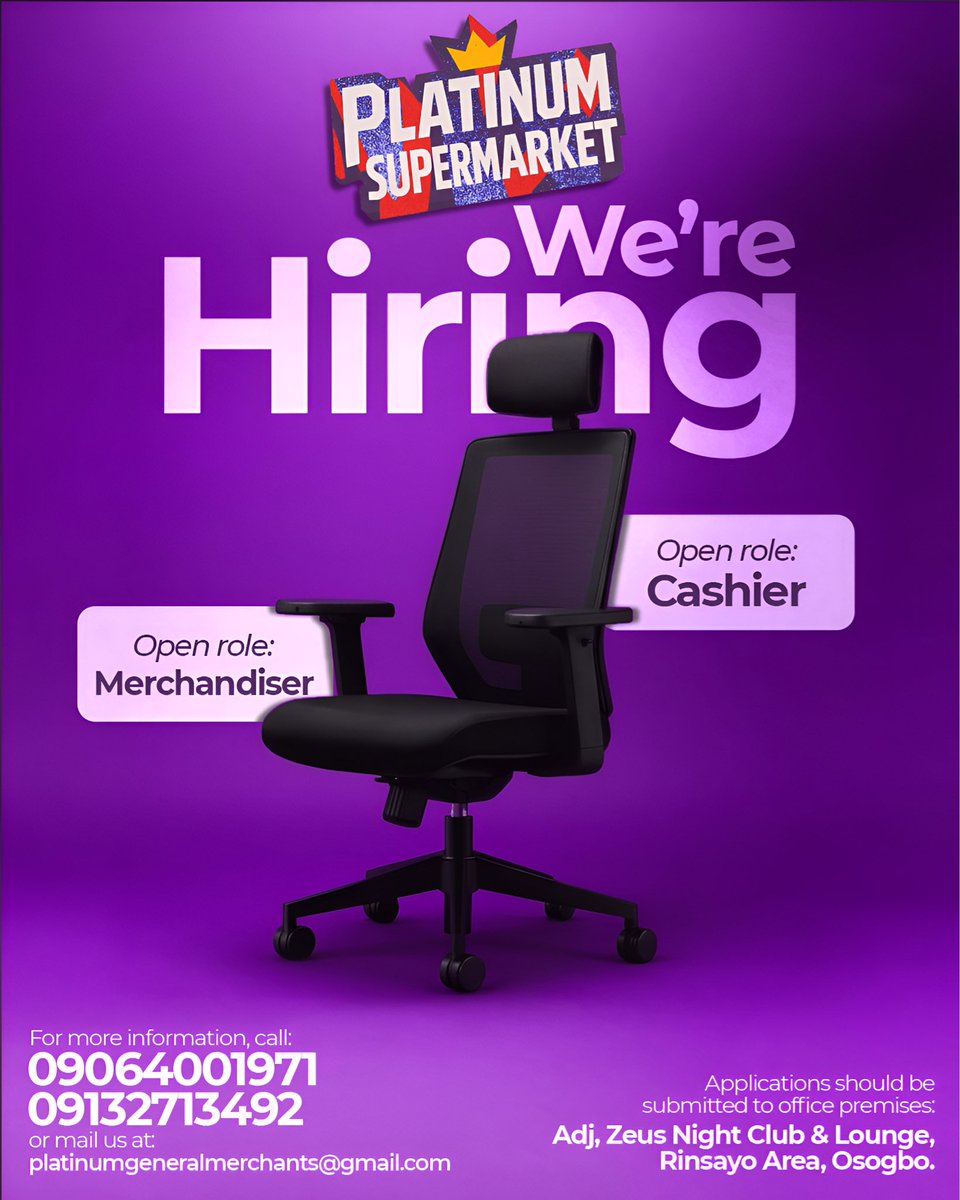 sheckonwes's tweet photo. Vacancy at platinum supermarket
Dele yes sir https://t.co/7PNROokggf
