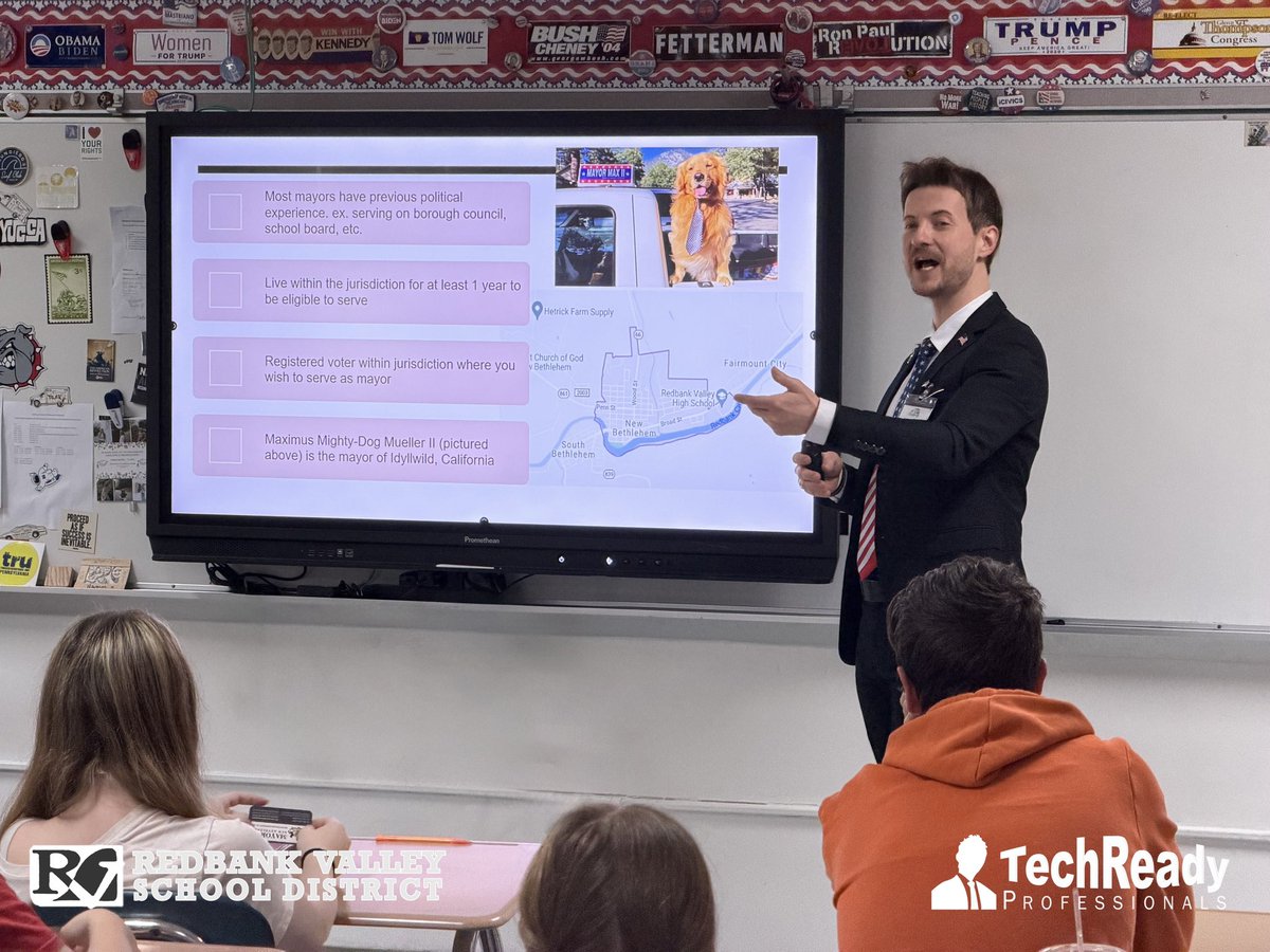 NewBethlehemPA's tweet image. Mayor Gordon Barrows inspires future leaders 🇺🇸📚 Thanks to @DrJHarmon &amp;amp; Redbank Valley High School for 7+ yrs of civic engagement! Q&amp;amp;A on real projects 🏗️

#RedbankValley #CivicEngagement #FutureLeaders #NewBethlehem #Civics