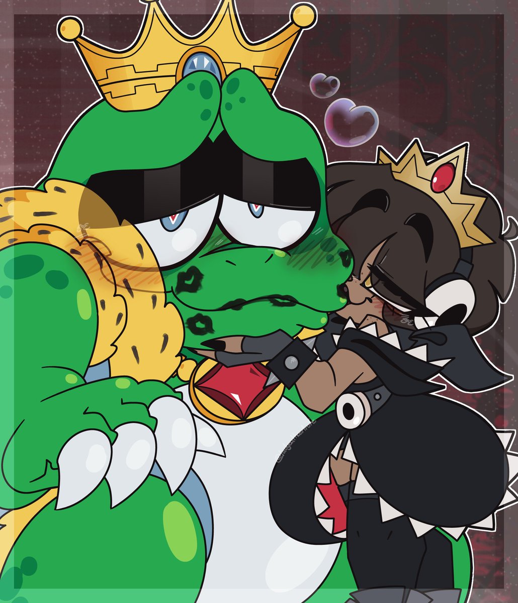 LadyCathastrofe's tweet image. Ajá, días sin terminar un dibujo. Princess Chompette comiéndose a besos a su King Wart, cómo no. (#SuperMarioGalaxyPelícula #supermario)