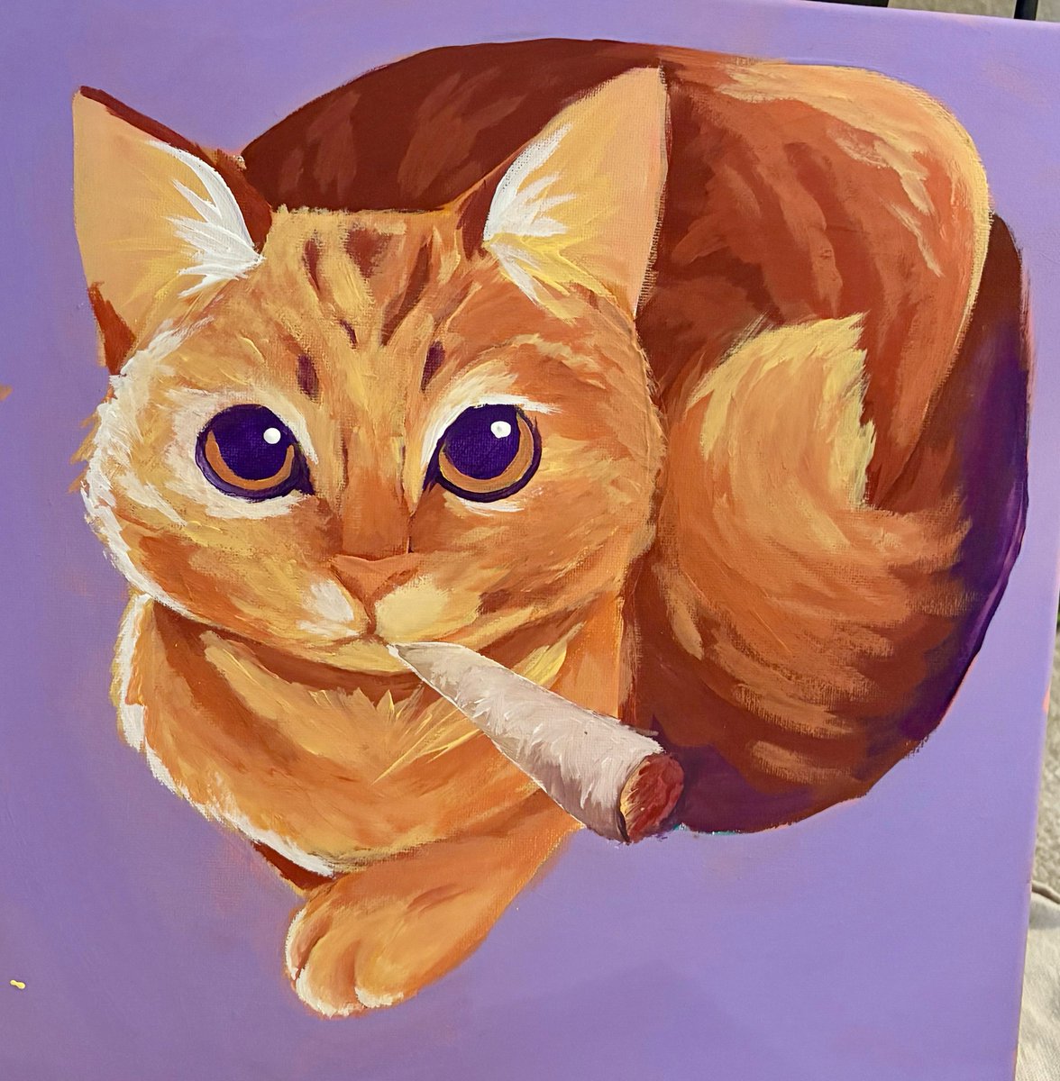 kaeratts's tweet photo. been painting this week! I just use the cheapest acrylics lol. This is my cat and frutiger meowl https://t.co/pSeSG12aao
