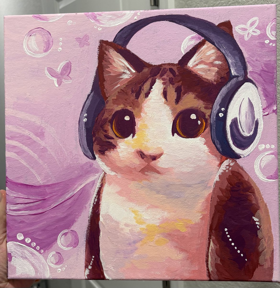 kaeratts's tweet photo. been painting this week! I just use the cheapest acrylics lol. This is my cat and frutiger meowl https://t.co/pSeSG12aao