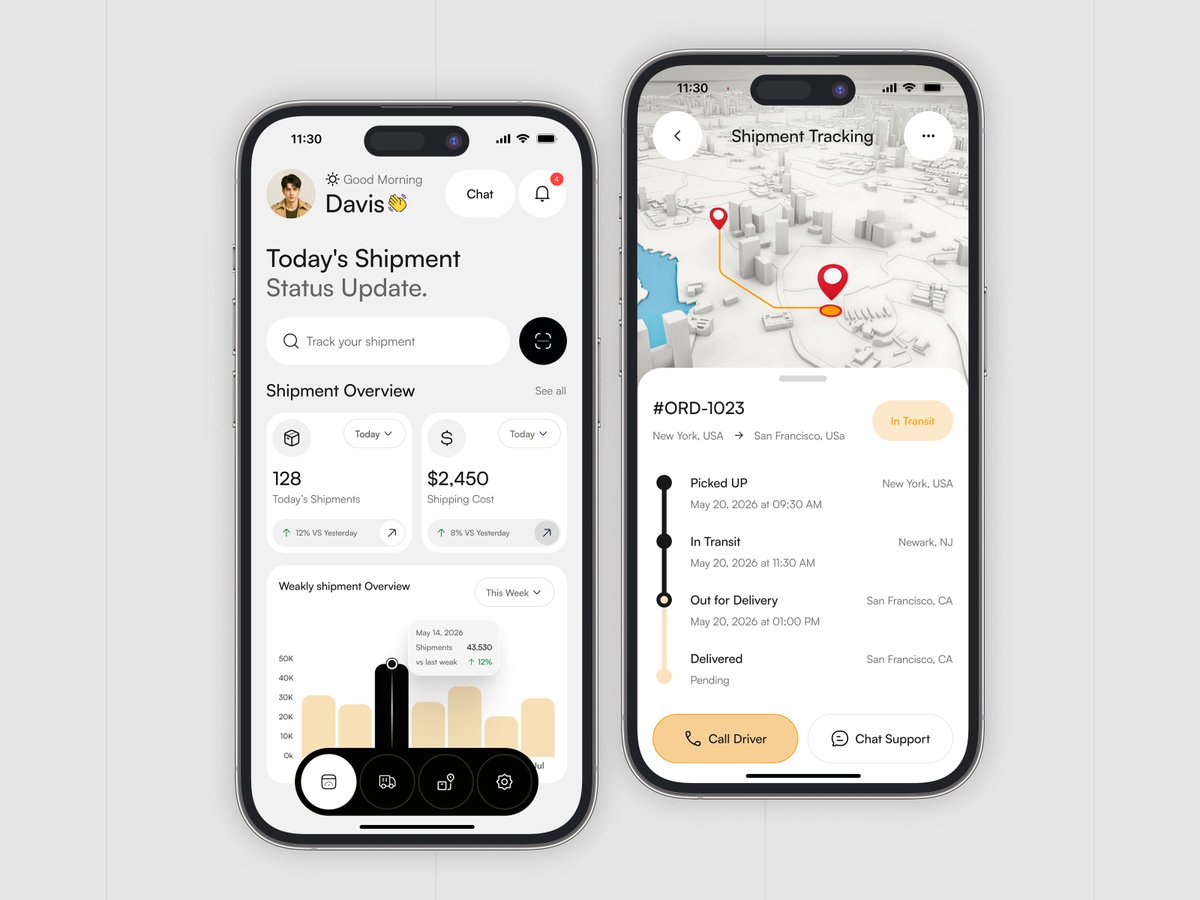 MRouf69859's tweet image. Smart Shipment Tracking App UI

#mobileapp #uidesign #shipmenttrackingapp #uiux