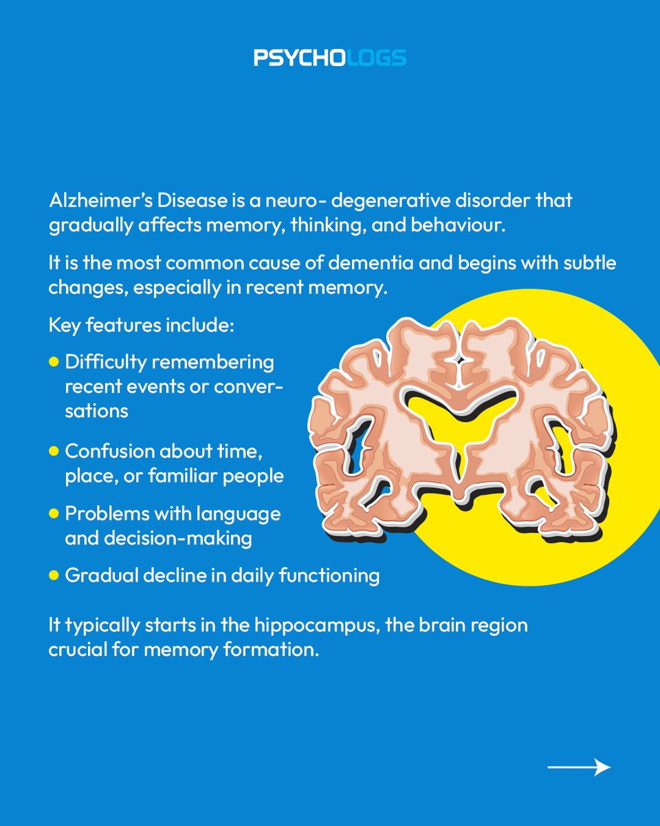 PsychologsIndia's tweet image. Alzheimer’s Disease is more than memory loss; it is a progressive condition that slowly reshapes the brain, behaviour, and identity.

#AlzheimersDisease #DementiaAwareness #Neuropsychology #BrainHealth #MentalHealthAwareness #CognitiveDecline #Neuroscience #PsychologyFacts
