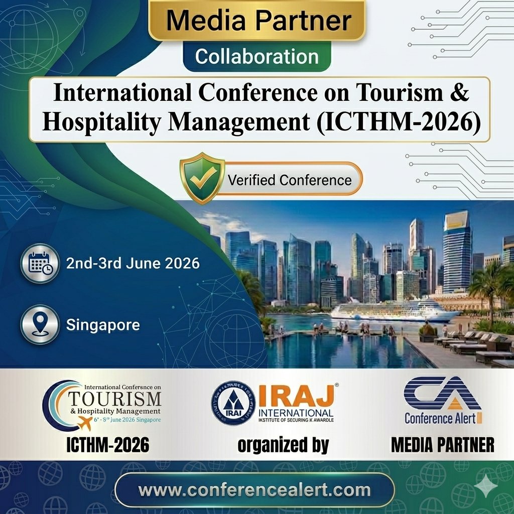 Conf_Alert_Com's tweet image. Proud to be the Media Partner for #ICTHM2026 🌍
Join the International Conference on Tourism &amp;amp; Hospitality Management.
🗓️ 2–3 June 2026
📍 Singapore
👥 Organized by @irajpublisher 
 🎟️ Register: conferencealert.com/eventdetail/19…
#ConferenceAlert  #TourismManagement #Hospitality
