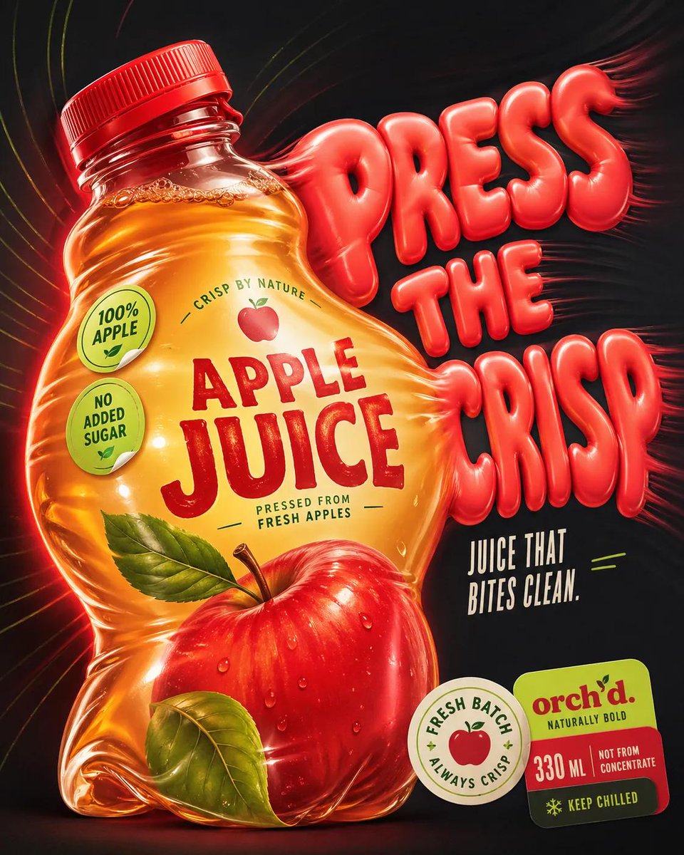 5' Product Poster for an 'orange' Juice 3D Bottle Using