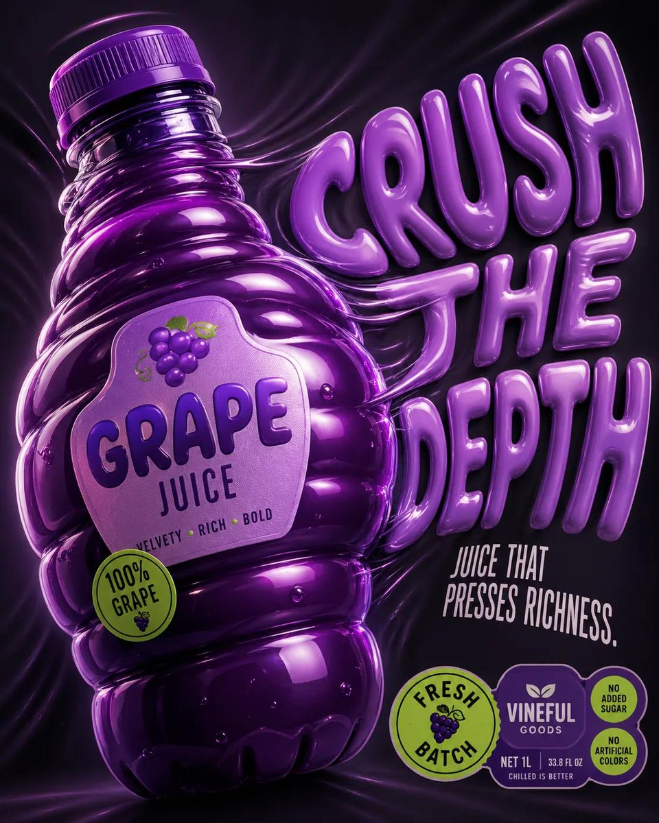 5' Product Poster for an 'orange' Juice 3D Bottle Using