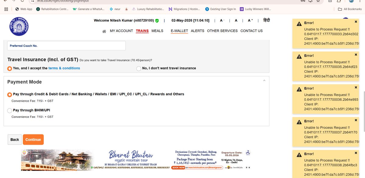 nitesh24kumar's tweet photo. This is IRCtc website , common people never book ticket  why @RailMinIndia , why you don thave a technical team to manage the errors. #worldclassindia https://t.co/a4S50rnXEx