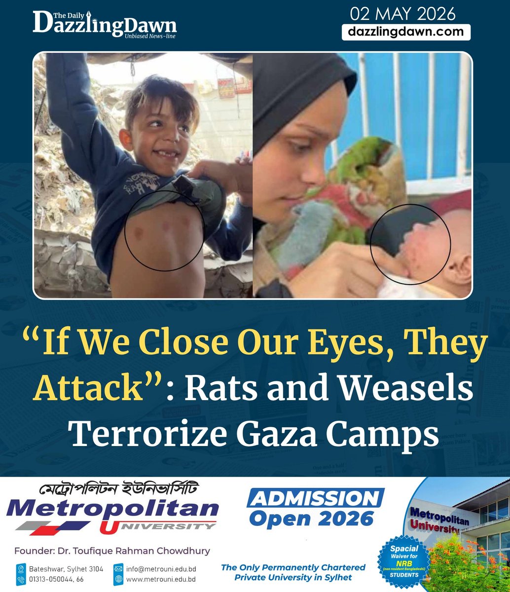 TheDazzlingDawn's tweet image. Gaza health crisis rodents pests outbreak...
Read more: dazzlingdawn.com/2026/5/2/if-we…

#gaza #gazacrisis #humanitariancrisis #publichealth #who #unicef
