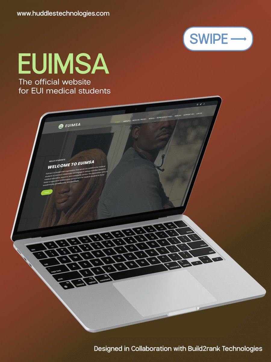 huddlestech's tweet image. We brought EUIMSA online 🚀
Designed and developed in collaboration with Build 2Rank Technologies. Clean. Modern. Built to match the energy of EUl's medical students.🔥

#webdesign #uidesign #digitalbranding #nigeriancreatives
#studentcommunity