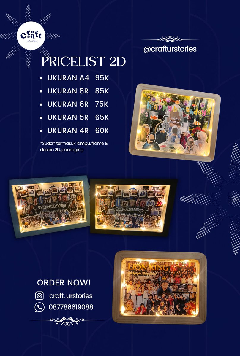 crafturstories's tweet photo. @unicefess haloo kakak² semua yang mau ngasih hadiah ke temen, temen lv 2, pacar, sahabat, organisasi bwat demiss, atau untuk kenang²an yuk ada promo bundling😋, yang mau sewa digi buat fine dining jg bisa✨ langsung hubungi wa atau dm lewat x bisa jg dm melalui ig @craft.urstories yaa!🤩🤩 https://t.co/bdJYjl8r8T