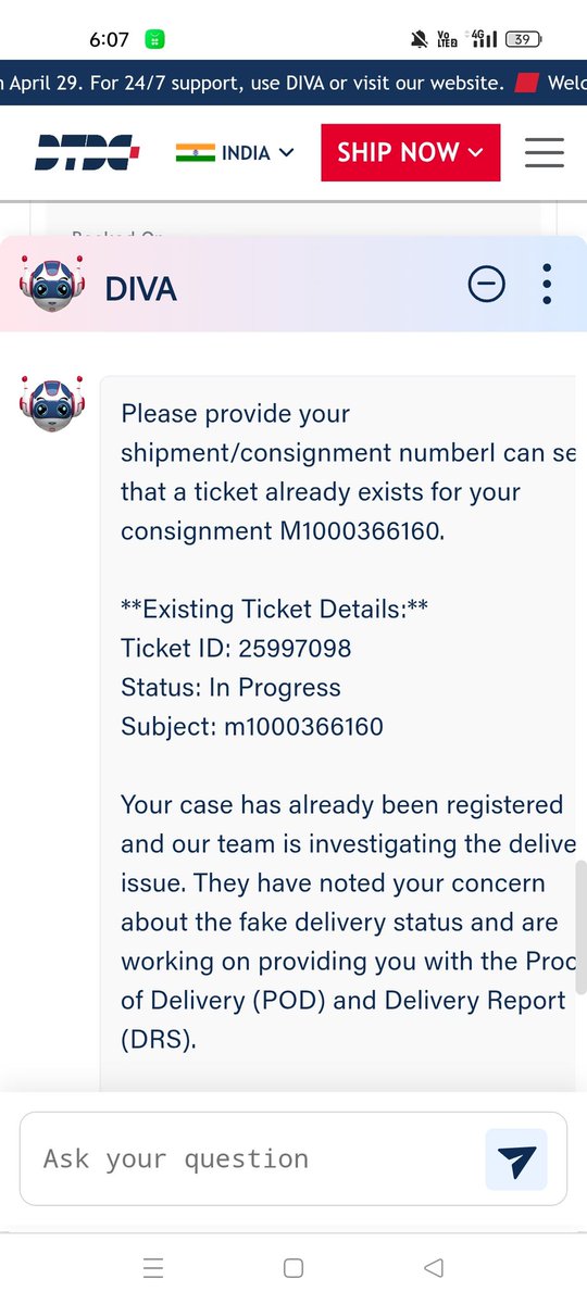 i_saheen's tweet photo. @DTDCIndia @ecomexpress @DTDCIndia is running a scam! Expensive gift box missing since 25th last month. NO replies to emails, zero support, just empty promises. Stop this cheating &amp; resolve now! ID: [M1000366160] @jagograhakjago @consaff @consumerforum_ #DTDCFraud https://t.co/lqj2BWxFU0