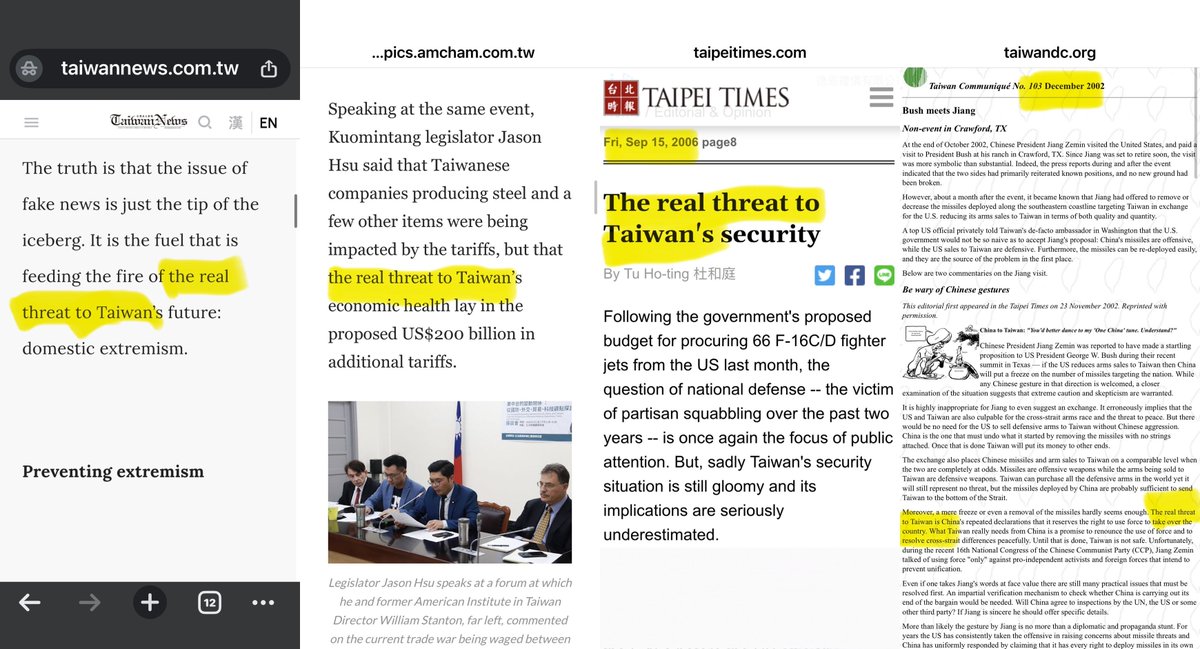RossFeingold's tweet image. In a new commentary published by @ForeignAffairs, @eyckfreymann warns about "The Real Threat to Taiwan". He makes many good points.
foreignaffairs.com/china/real-thr…

However, scholars, journalists and politicians have been telling us what is "the real threat to #Taiwan" for over 25 years.