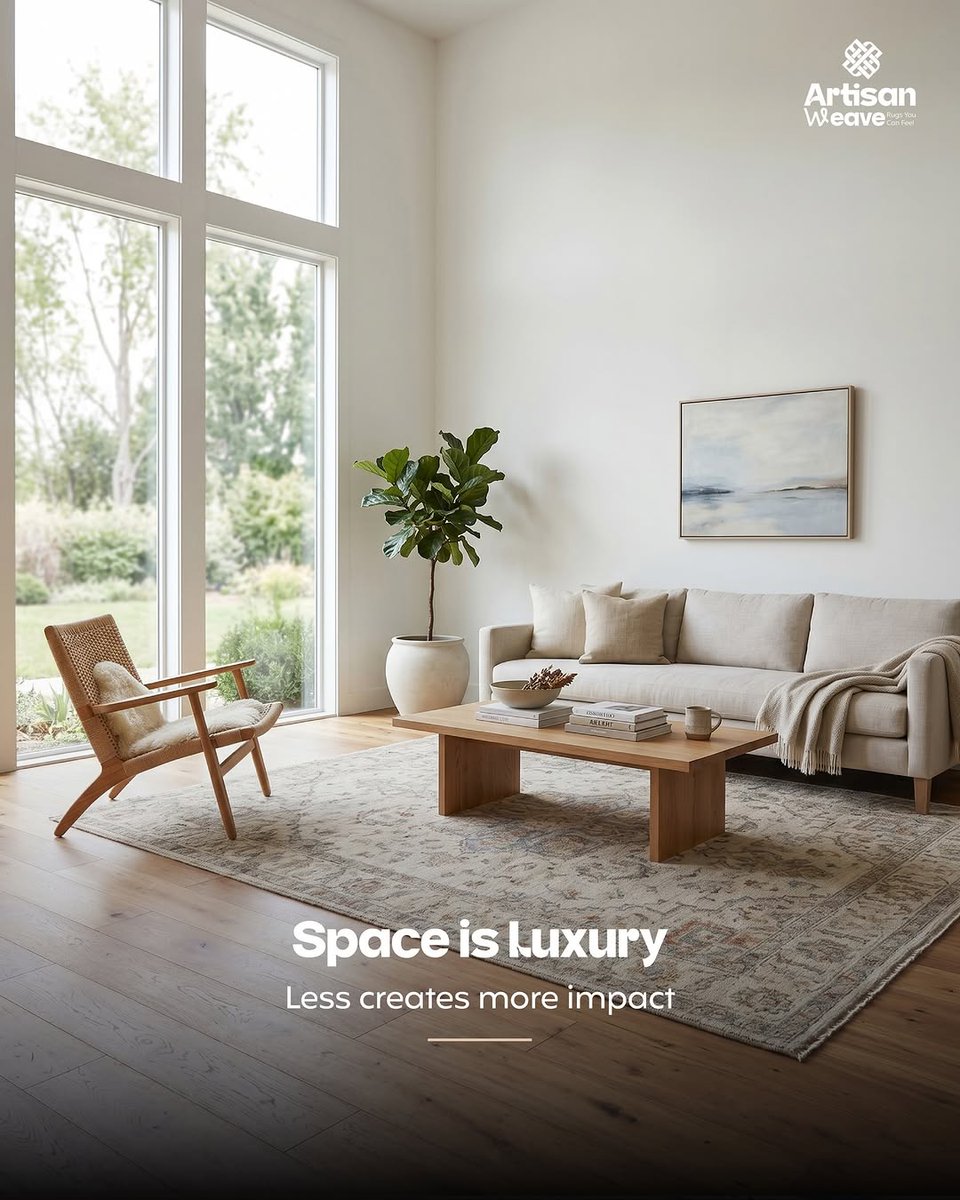 ArtisanWeave01's tweet image. Space is luxury—where simplicity speaks with intention. A well-crafted rug defines the room with subtle texture and understated elegance.

— Artisan Weave

#ArtisanWeave #LuxuryLiving #HomeDecorUSA #InteriorDesignUSA #AreaRugs #MinimalLuxury #RefinedSpaces