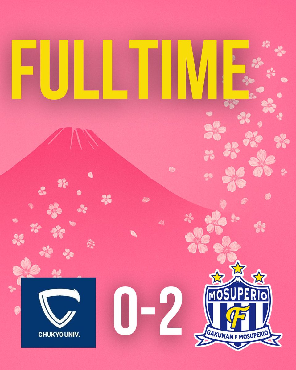 gfm__official's tweet photo. ◤◢◤試合終了◢◤◢

🏆第61回 東海サッカーリーグ1部
 #中京大学FC 0-2 #岳南Fモスペリオ

🗻𝙉𝙀𝙓𝙏 𝙈𝘼𝙏𝘾𝙃🗻

🏆第61回 東海サッカーリーグ1部
📈第5節
🗓5/17(日) 14:00キックオフ
🆚藤枝市役所サッカー部
🏟富士総合運動公園陸上競技場 https://t.co/8FaKO0nwFv