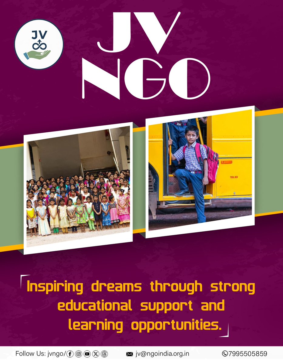NgoJv38060's tweet image. JV NGO – Inspiring dreams through strong educational support and learning opportunities. 🌟
#JVNGO #LearnAndGrow #FutureLeaders #EducationMatters #SocialImpact