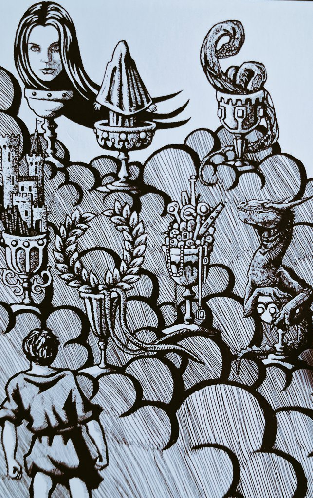 mysticjames1111's tweet image. 02/05/26
7 of #Cups
Bianco-Nero #Tarot 
You better choose carefully!
Too many items on the menu can cause confusion and inertia.
Feel into the situation and examine each possible option carefully.
Then you'll be in a better position to make the right decision.