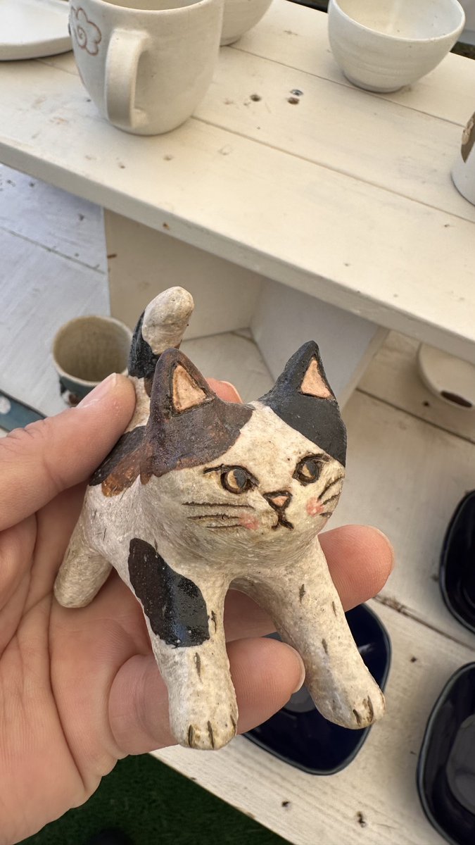茨城県笠間の陶器市 「陶炎祭」にきています😻 猫ちゃん（陶器）と目が